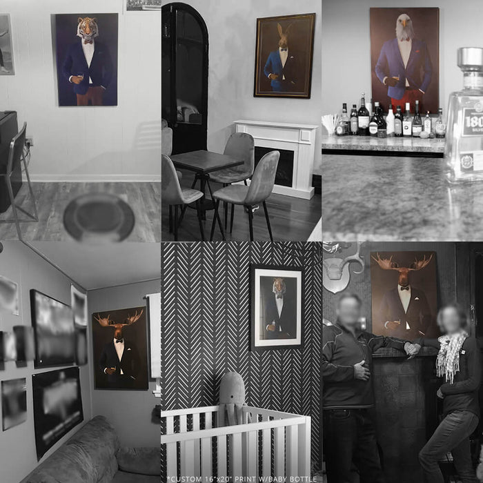 Tiger Smoking Cigar Wall Art - Gray Suit