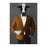 Cow Drinking White Wine Wall Art - Orange and Black Suit