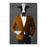 Cow Drinking White Wine Wall Art - Orange and Black Suit