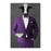 Cow Drinking White Wine Wall Art - Purple Suit