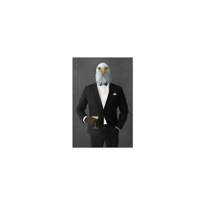 Eagle Drinking White Wine Wall Art - Black Suit