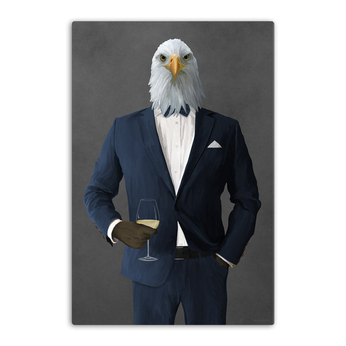 Eagle Drinking White Wine Wall Art - Navy Suit
