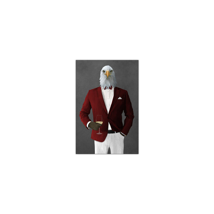 Eagle Drinking White Wine Wall Art - Red and White Suit