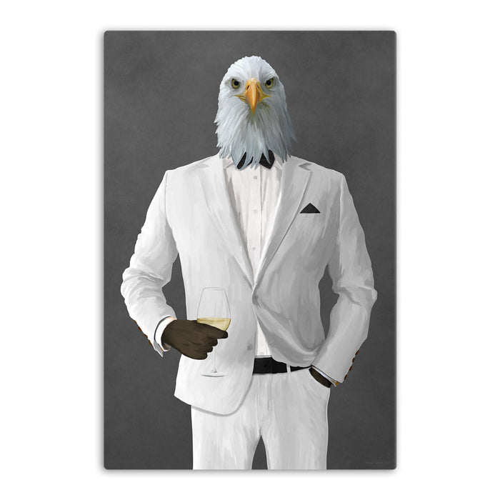 Eagle Drinking White Wine Wall Art - White Suit