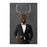 Elk Drinking White Wine Wall Art - Black Suit