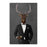 Elk Drinking White Wine Wall Art - Black Suit