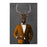 Elk Drinking White Wine Wall Art - Orange and Black Suit