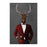 Elk Drinking White Wine Wall Art - Red and Black Suit