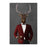 Elk Drinking White Wine Wall Art - Red and Black Suit