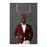 Elk Drinking White Wine Wall Art - Red and White Suit