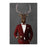 Elk Drinking White Wine Wall Art - Red Suit