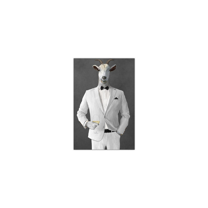 Goat Drinking White Wine Wall Art - White Suit