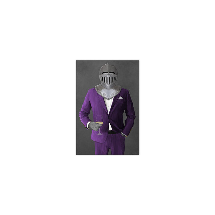 Knight Drinking White Wine Wall Art - Purple Suit