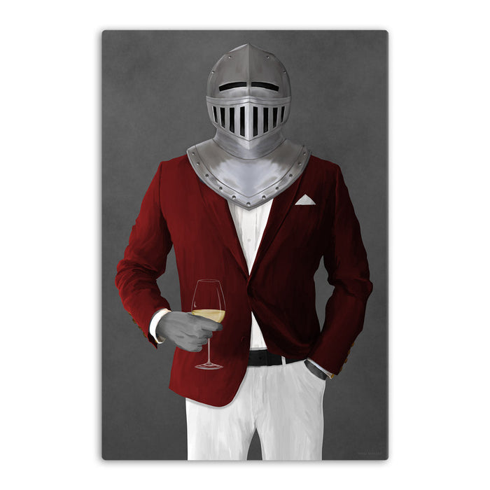 Knight Drinking White Wine Wall Art - Red and White Suit