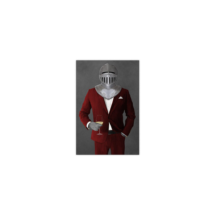 Knight Drinking White Wine Wall Art - Red Suit