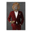 Lion Drinking White Wine Wall Art - Red Suit