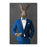 Rabbit Drinking White Wine Wall Art - Blue Suit