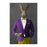 Rabbit Drinking White Wine Wall Art - Purple and Yellow Suit