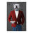 White Bulldog Drinking White Wine Wall Art - Red and Blue Suit