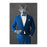 Wolf Drinking White Wine Wall Art - Blue Suit