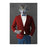 Wolf Drinking White Wine Wall Art - Red and Blue Suit