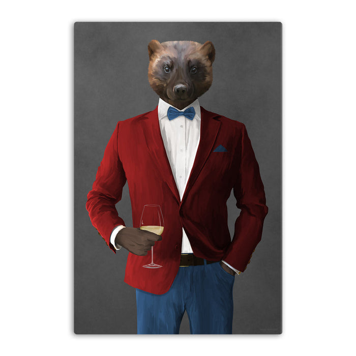 Wolverine Drinking White Wine Wall Art - Red and Blue Suit