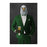 Bald eagle drinking beer wearing green suit large wall art print