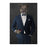 Cougar Drinking Red Wine Wall Art - Navy Suit