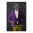 Cougar Smoking Cigar Wall Art - Purple and Yellow Suit