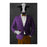 Cow Drinking Red Wine Wall Art - Purple and Orange Suit