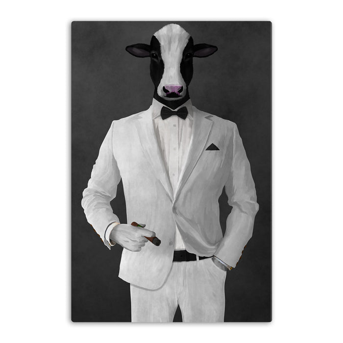 Cow Smoking Cigar Wall Art - White Suit