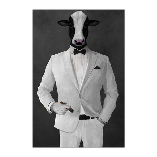 Cow Smoking Cigar Wall Art - White Suit