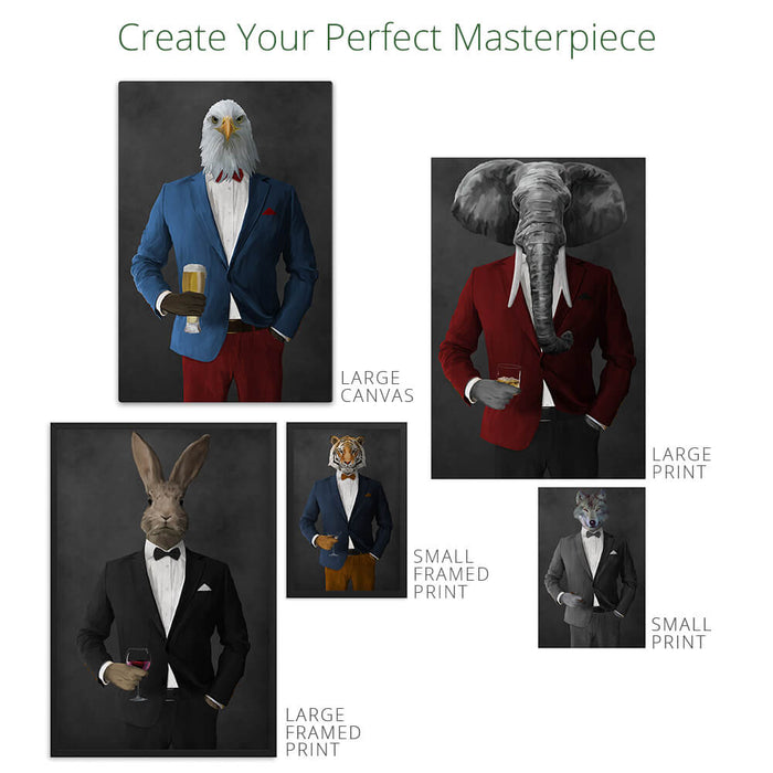Eagle Drinking Whiskey Wall Art - Green Suit