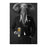 Elephant drinking beer wearing black suit large wall art print