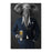 Elephant drinking beer wearing navy suit canvas wall art