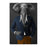 Elephant drinking martini wearing navy and orange suit canvas wall art