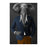 Elephant drinking martini wearing navy and orange suit large wall art print