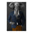 Elephant smoking cigar wearing navy and orange suit large wall art print