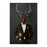 Elk drinking beer wearing brown suit large wall art print