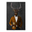 Elk drinking beer wearing orange and black suit canvas wall art