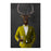 Elk drinking beer wearing yellow suit large wall art print