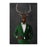 Elk drinking red wine wearing green suit canvas wall art