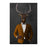 Elk drinking red wine wearing orange and black suit large wall art print