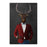 Elk drinking red wine wearing red and blue suit canvas wall art