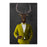Elk drinking red wine wearing yellow suit canvas wall art