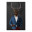 Elk drinking whiskey wearing blue and red suit canvas wall art