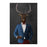 Elk drinking whiskey wearing blue and red suit large wall art print