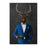 Elk drinking whiskey wearing blue suit canvas wall art