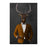 Elk drinking whiskey wearing orange and black suit large wall art print