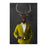 Elk drinking whiskey wearing yellow suit large wall art print